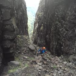The scree slope down to the start.