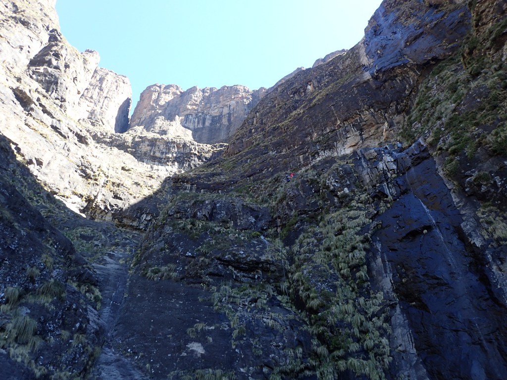 Looking back up the huge second waterfall after abseil no 6