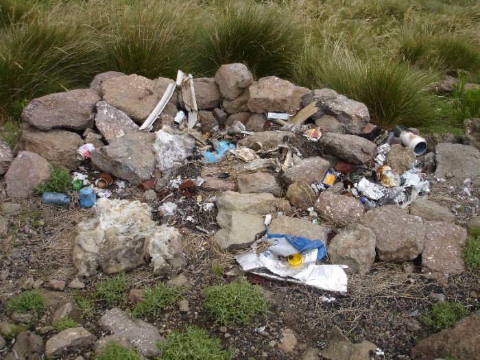 Litter at Amphitheatre Hut